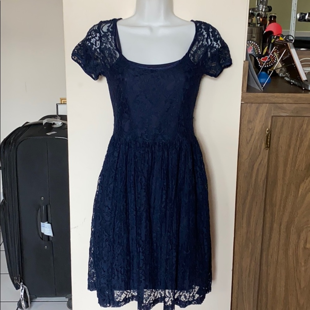 Maison Jules Dark Blue Lacey Dress